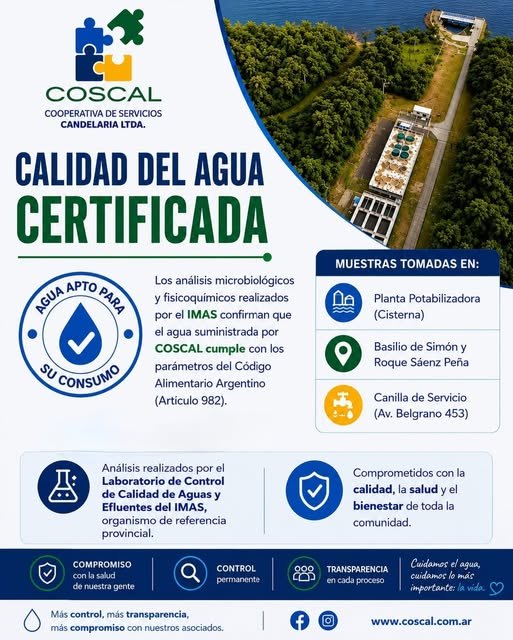 Calidad del agua certificada COSCAL