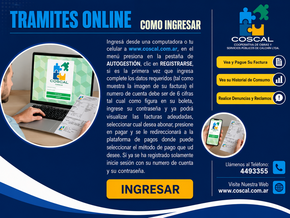 Cómo ingresar a trámites online COSCAL