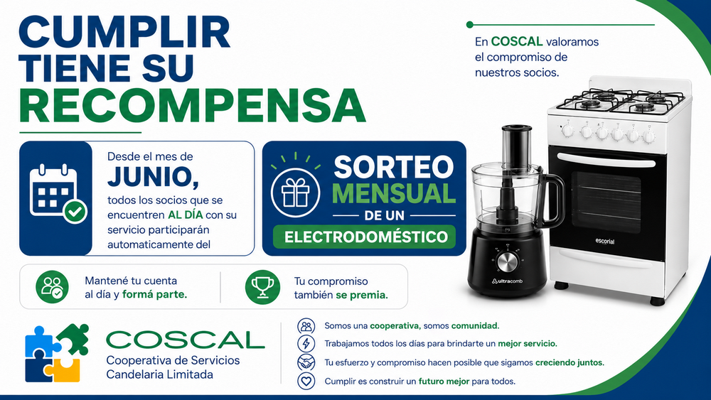 COSCAL sorteo mensual para socios al día